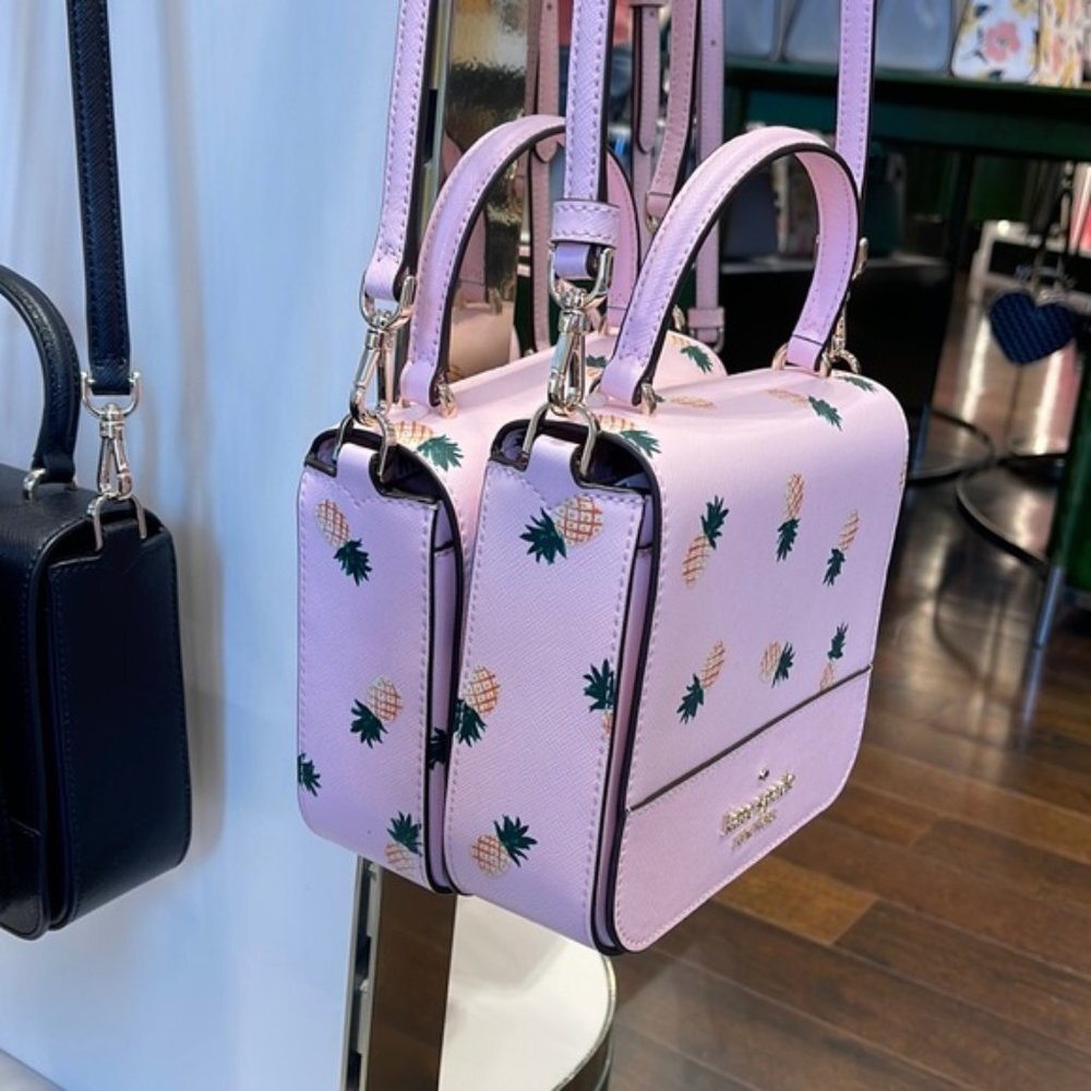 Kate Spade Staci Square Pineapple Crossbody Pink Multi - Picture 8 of 16
